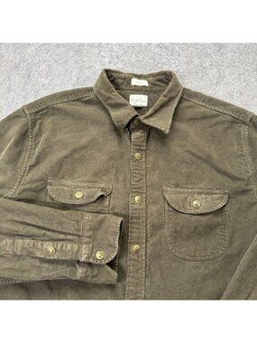 J.Crew Corduroy Shirt Men XL Brown Long Sleeve Classic Fit Solid